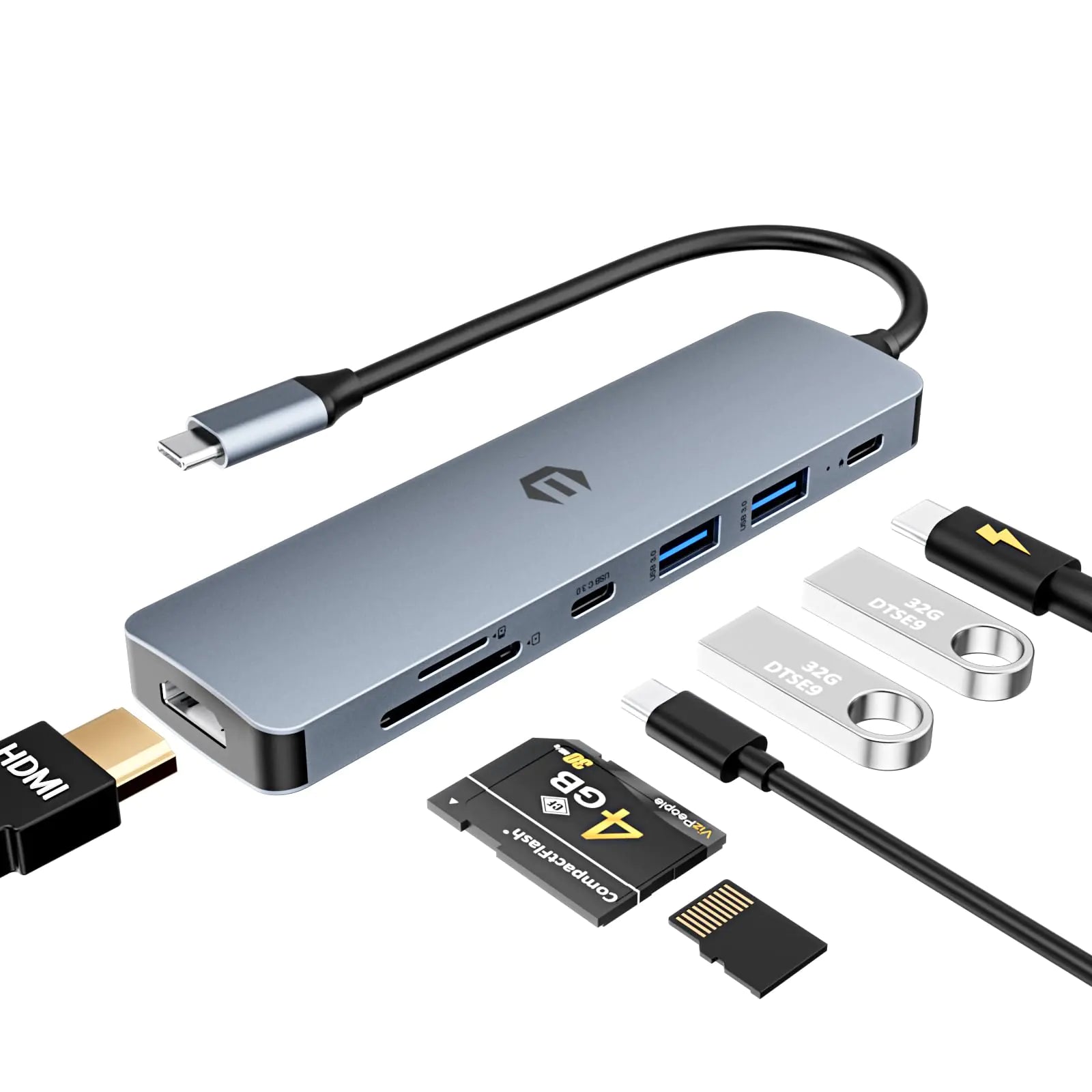 Tiergrade USB C Hub Multiport Adapter 7-in-1 USB C Docking Station with HDMI 100W PD Charging Port 2 USB 3.0 USB C 3.0 SD/Micro SD Card Reader